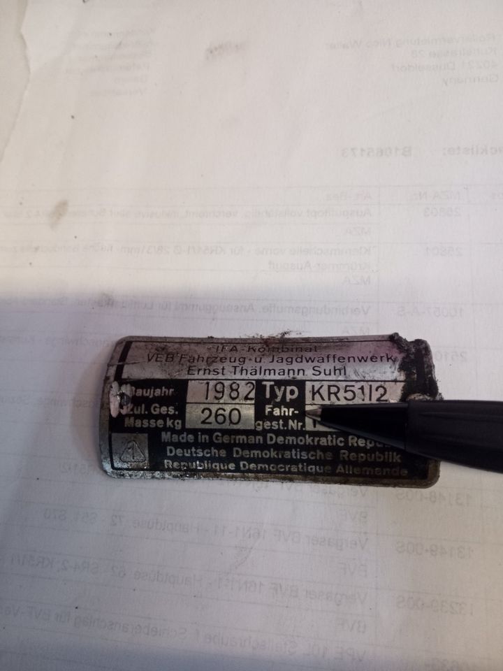 72a82ac4-c476-4546-99ad-6bbe22be41a8 Simson Kr51/2 Typenschild original DDR